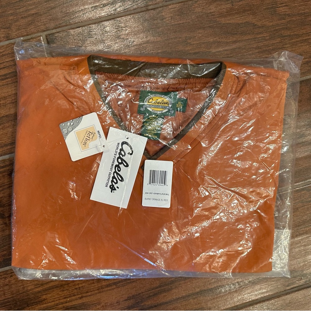 Cabela's Men's Wind Crest Microfiber Pullover Burnt Orange Shirt, XL, regular.